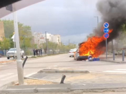 احتراق مركبة في مدينة اللد